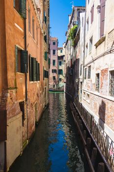 canal San Massimo runs among residential houses in the centre of the old city Padua