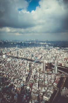 Tokyo city skyline panorama aerial view, Japan