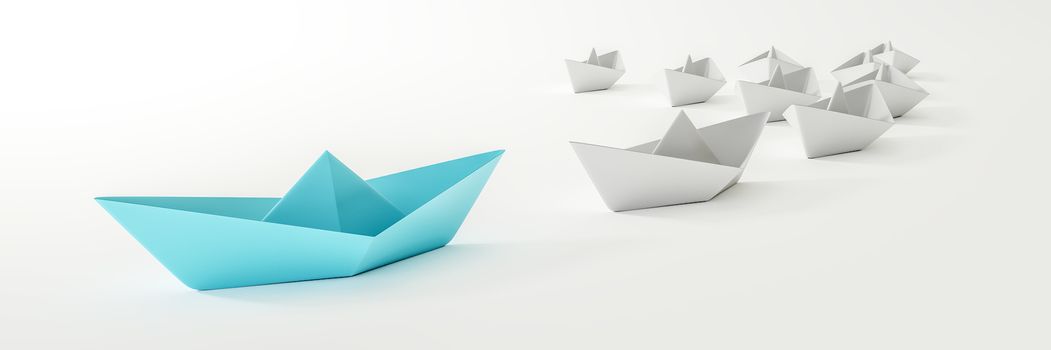 3d illustration of a blue boat and some white