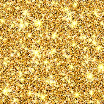 Gold glitter texture. Golden sparcle background. Luxory backdrop. Amber particles. Fashion gleam pattern for design party invitation, card, poster, banner, web.