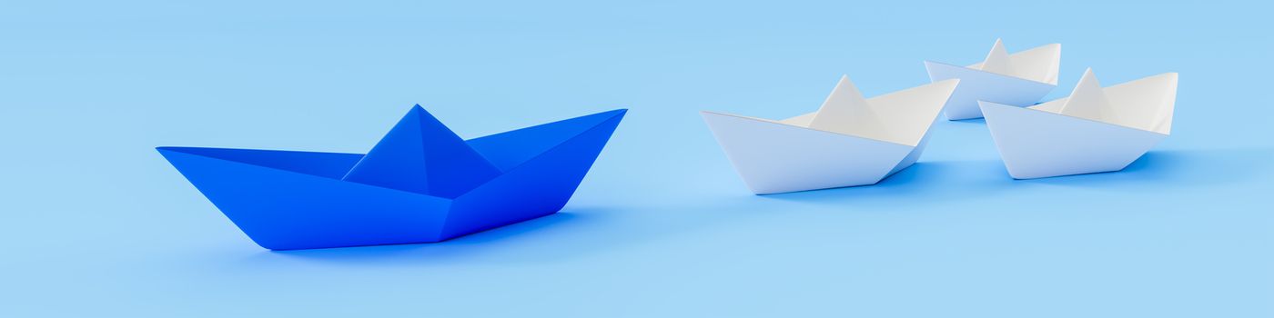 3d illustration of a blue boat and some white