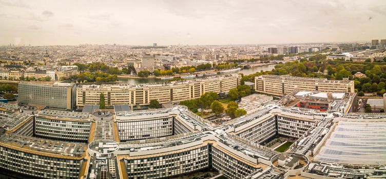 Panorama of University Jussieu Paris 6 with view of Paris and the Seine river