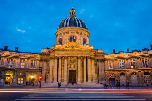 French Academy building in Paris at night
