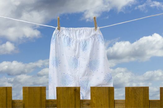 Women's panties pantaloons are dried on a rope