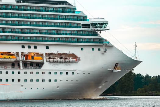 Large royal cruise liner on the way. Travel and spa services