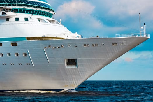 Luxury cruise liner underway. Tour travel and spa services