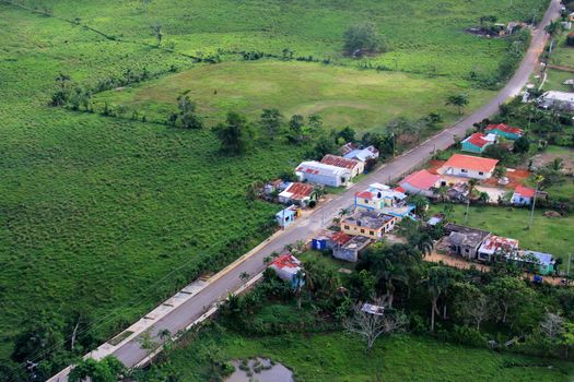 Aerial view of the Village in the Dominican Republic, La Altagracia