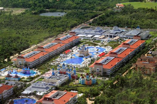 Aerial view of the Hotels in Punta Cana. Dominican Republic