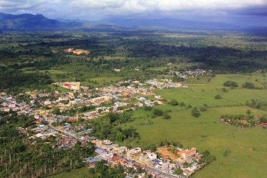 Aerial view of the Village in the Dominican Republic, La Altagracia