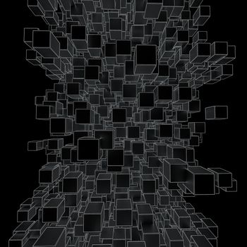 Abstract Futuristic Background Of Black Cubes with White Squares. 3D Illustration