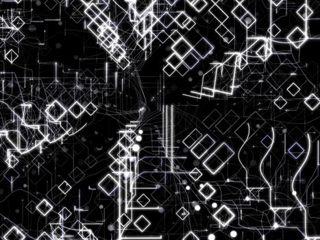 Technology Abstract Background With Lines, Rectangles and Dots. Digital concept. 3D Illustration