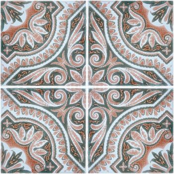 Closeup detail of old Portuguese glazed tiles.