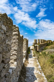 View of Palaiokastro castle of ancient Pylos. Greece. Palaiokastro was built in the 13th century A.D. by the Franks.