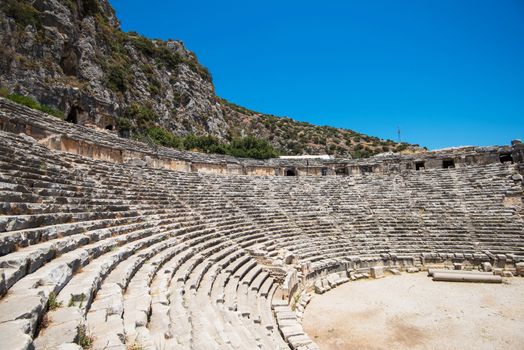 Photo of ancient theatre in Myra ancient city of Antalya in Turkey.