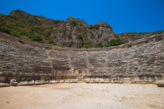 Photo of ancient theatre in Myra ancient city of Antalya in Turkey.