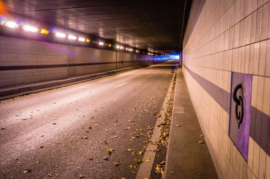 Paris wharf tunnel with no cars driving