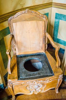 Chaise percee toilet chair in a castle in France