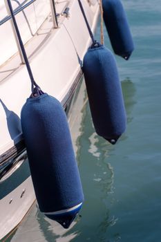 protective ballons of a sail boat