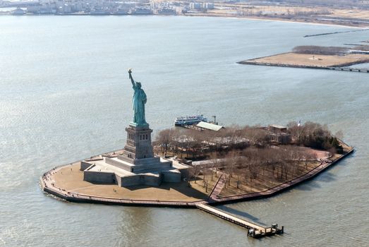 aerial view of the statue of liberty