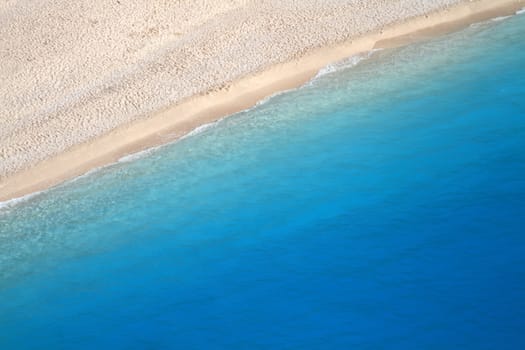 beautiful beach with great colors from above in greece 