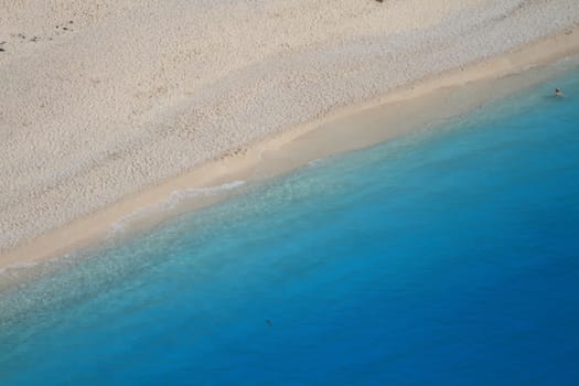 beautiful beach with great colors from above in greece 