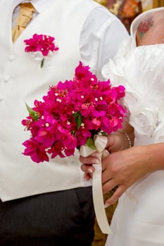 bride hold wedding bouquet