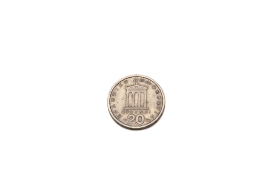 greek drachma coins isolated on a white background