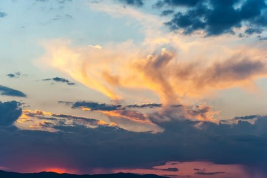 beautiful colors of the clouds at late afternoon