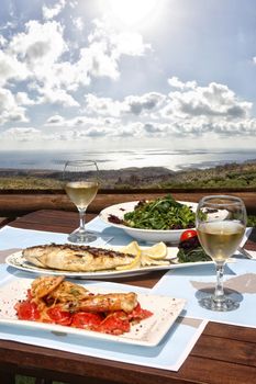 healthy seafood  for two by the sea