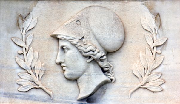 ancient greek sculpture on marble in the city of Athens