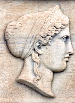 ancient greek sculpture on marble in the city of Athens