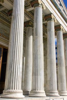 ancient greek rhythm big columns in the entrance of the national library