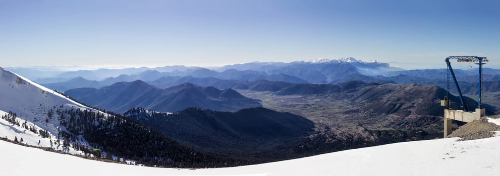 top of the mountain with snow on a sunny day