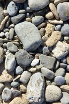 close-up of beautiful rocks on the shore of a beach in summer