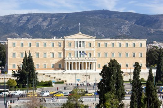 Athens Greece 13/2/2014.aerial view of the greek parliament in Athens