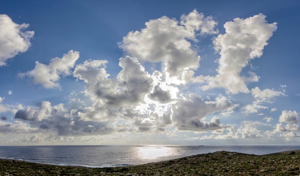 stuning landscape with sea and clouds in a sunny day