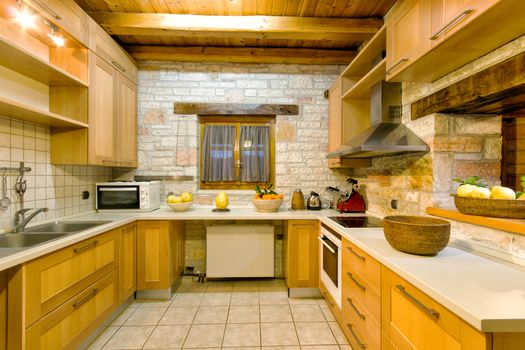 luxury kitchen of a traditional style decoration villa