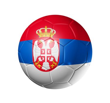 3D soccer ball with Serbia team flag. isolated on white.