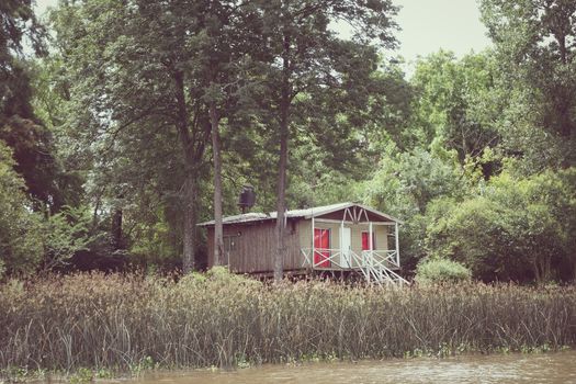 Old vintage shed on the Tigre river Delta. Buenos Aires