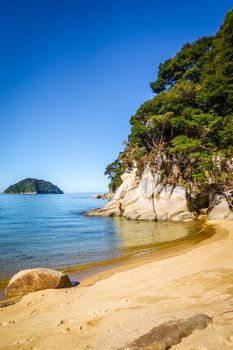 Abel Tasman National Park. White sand bay and turquoise sea. New Zealand