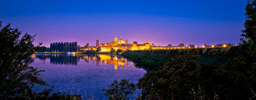 City of Mantova skyline evening panoramic view, European capital of culture and UNESCO world heritage site, Lombardy region of Italy
