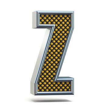 Chrome metal orange dotted font Letter Z 3D render illustration isolated on white background