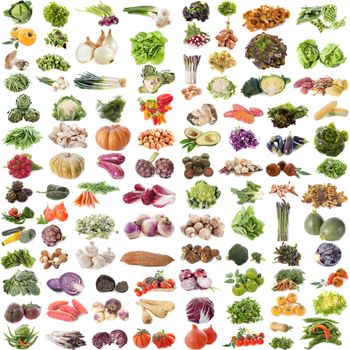 group of vegetables in front of white background