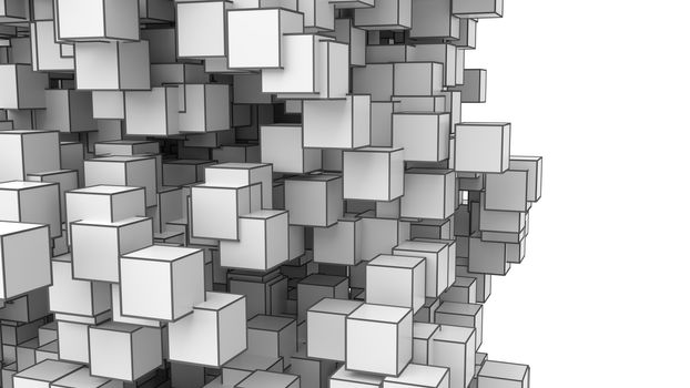 Abstract Image Of Cubes Background In Gray Toned. Template For Your Technology Design. 3D Illustration