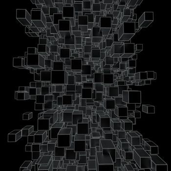 Abstract Futuristic Background Of Black Cubes with White Squares. 3D Illustration