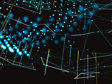 Computer, social, digital or other networks around the globe. Technological background. Digital representation of the world. Lines and points connected by a network. 3d illustration