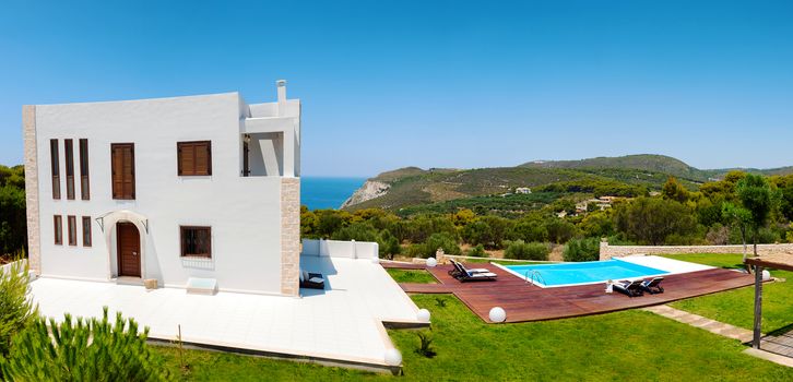 luxury villa with big pool and beautiful view to the ionian sea 