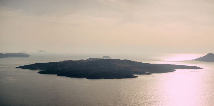 panoramic view of the volcano of Santorini island in cyclades,Greece