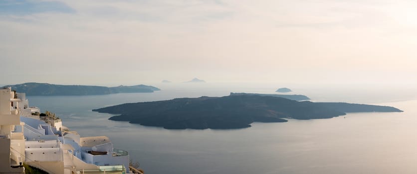 panoramic view of the volcano of Santorini island in cyclades,Greece