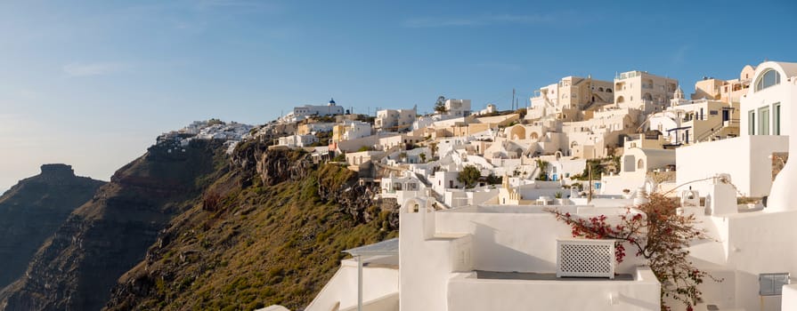 panoramic view of fira in Santorini island in cyclades,Greece